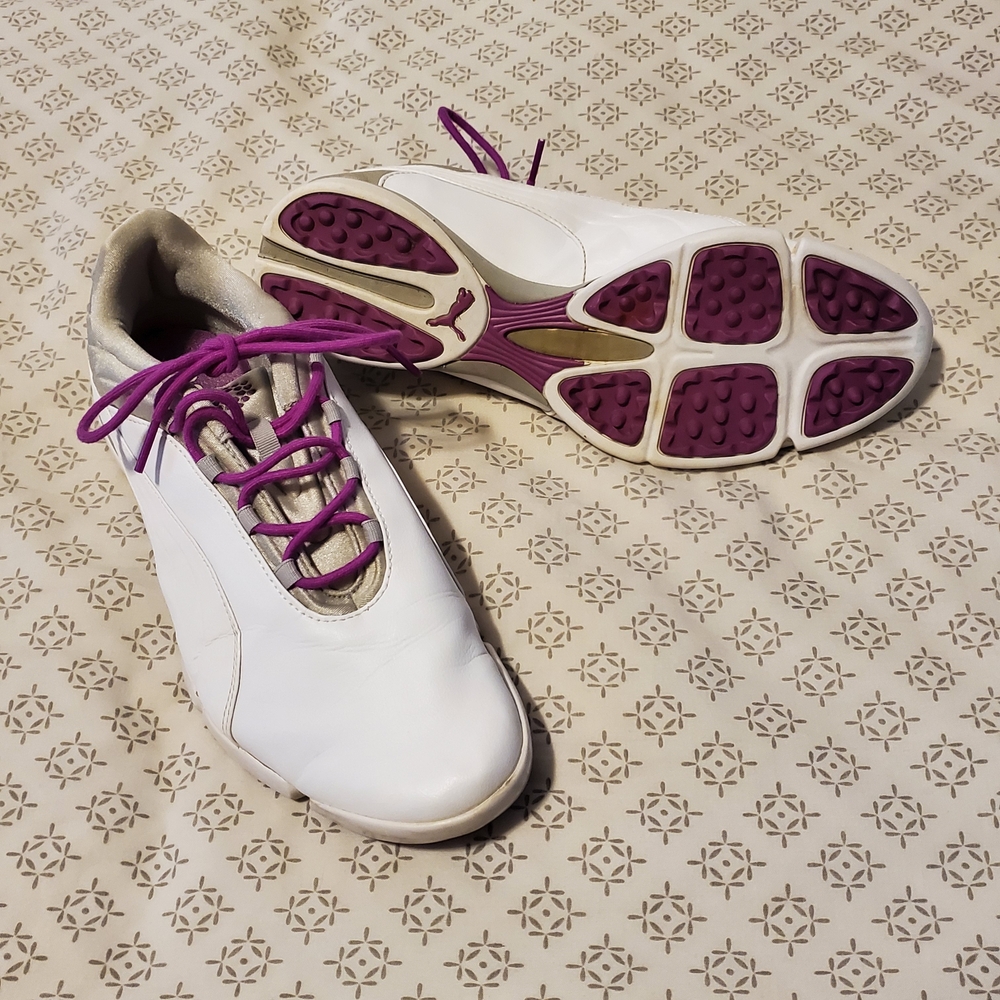 Puma Women's White and Purple Golf Athletic Shoes Size 10